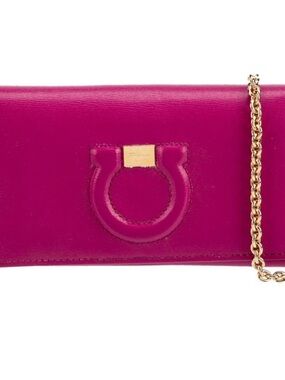Salvatore Ferragamo Fuchsia Leather Chain Crossbody